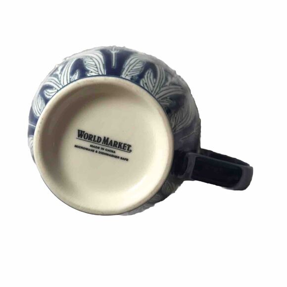 World Market Floral Blue Blush Pedestal Large Coffee Tea Mug Cup Hand Painted - Picture 7 of 7